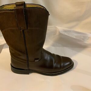 Justin Basics Mens 8.5 C Brown Leather Roper Casual Cowboy Boots JB3001